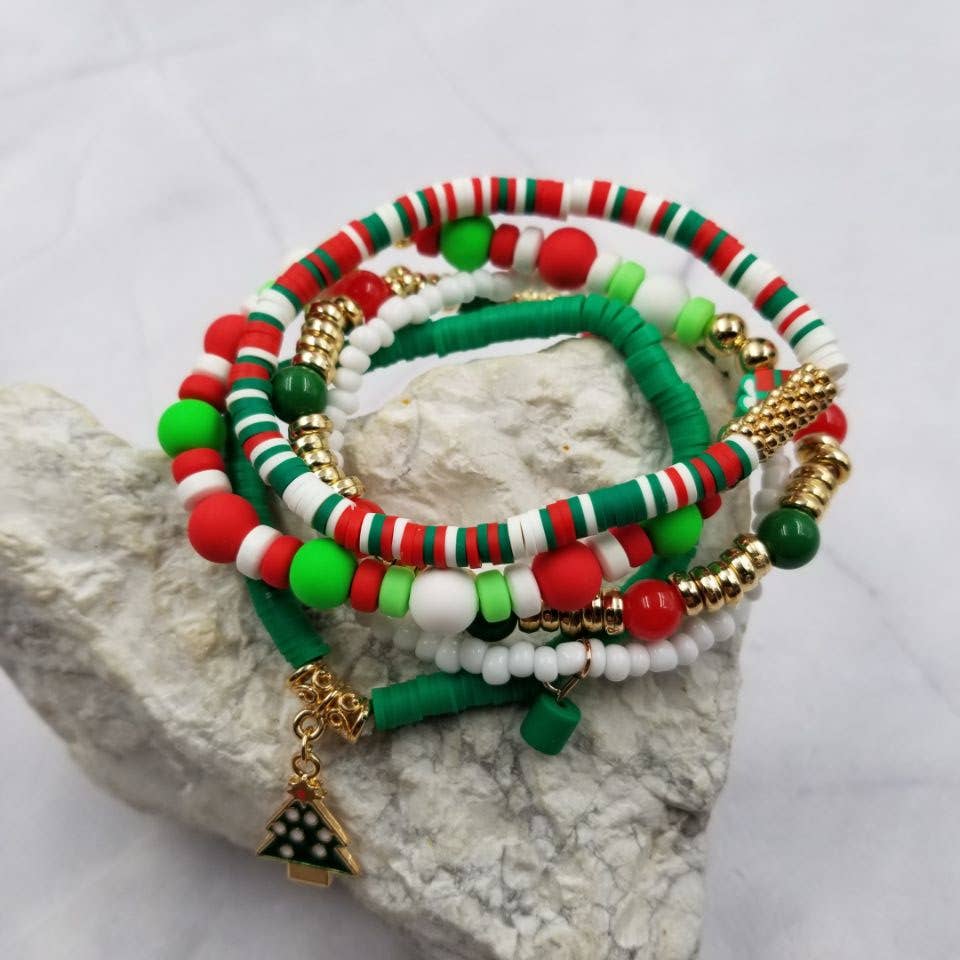 The Pretty Jewellery - Vendita all'ingrosso Braccialetto con ciondolo/pendente - Braccialetto Heishi con ciondolo a forma di albero di Natale2