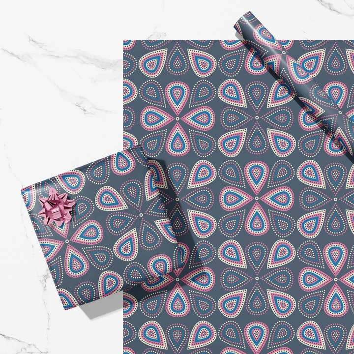 Hoja de papel de regalo reciclado con lunares de arte popular para venta al por mayor de MASU