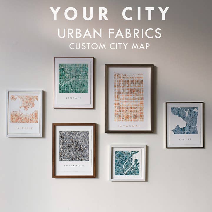 Custom YOUR CITY Painted Map + 20 PRINTS for wholesale by Turn-of-the-Centuries
