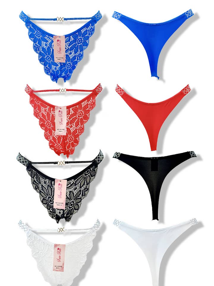 Fancy thong with lace and rhinestone buckle/K41008 for wholesale by Belle Com'Elle