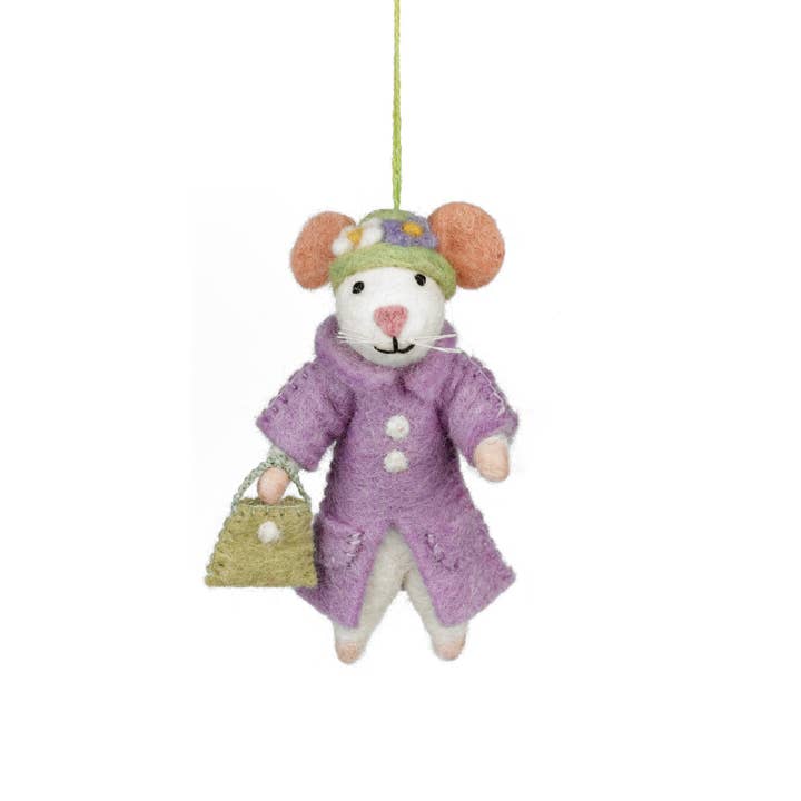 Felt So Good - Wholesale Ornament - Handmade Felt Matilda the Mouse Hanging Decoration