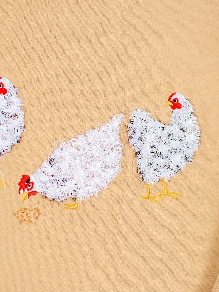 American Farm Company - Wholesale Sweatshirt - Women's - Fluffy White Chicken Tan Women's Soft Crewneck3