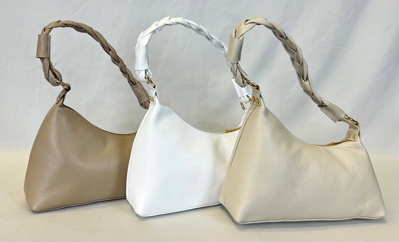 JIJOU CAPRI - Vendita all'ingrosso Tracolla - Donna - Borsa in pelle italiana asimmetrica con tracolla intrecciata 2110