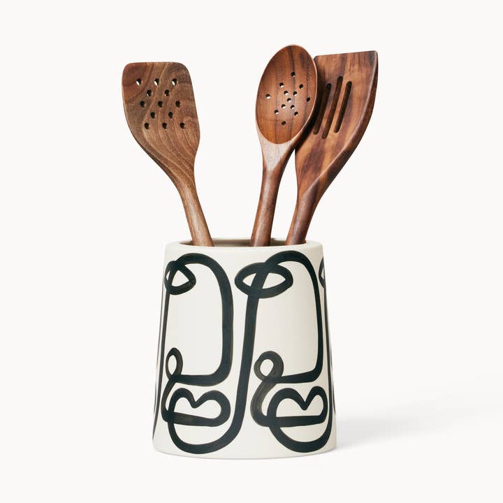 Utensil Crock - Black Cara for wholesale by Franca