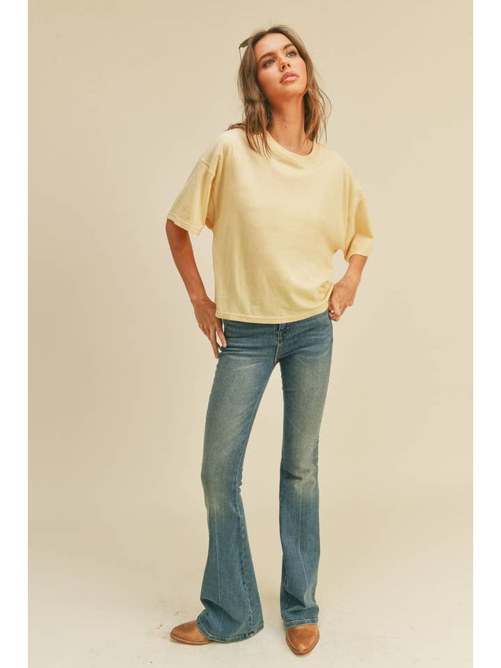 Honestee - Wholesale T-Shirt (Graphic) - Women's - Blank Long Cropped Short Sleeve T-Shirt