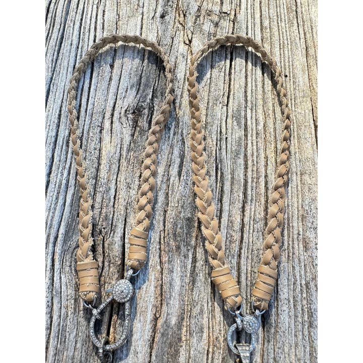 Deerskin Braided Leather Choker with Pave Diamond Clasp for wholesale by ILISSA MICHELE JEWELRY