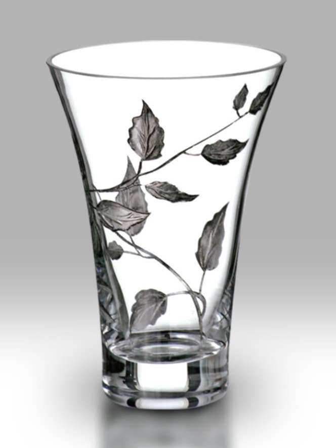 Silbernes Blatt - 19 cm ausgestellte Vase für den Großhandel von Nobile Glassware Ltd.