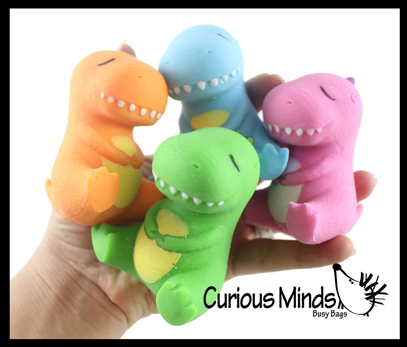 Curious Minds Toys - Wholesale Knijpbal - Kinderen en baby - 1 zachte crèmekleurige stressbal met dinosaurus gevuld met honden - Squishy Gooe11