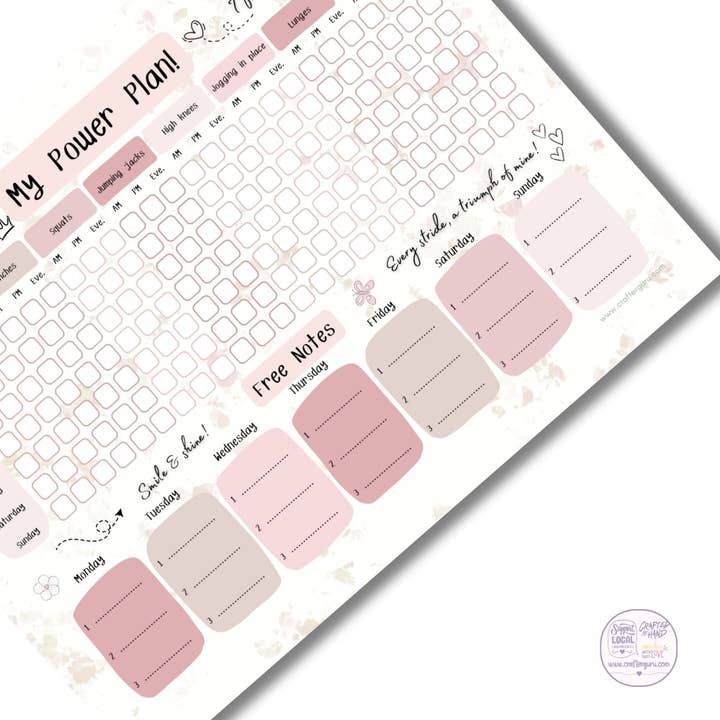 Crafter Guru Shop - Wholesale Notepad - My Power Plan! - Fitness & Wellness Weekly Tracker Notepad1