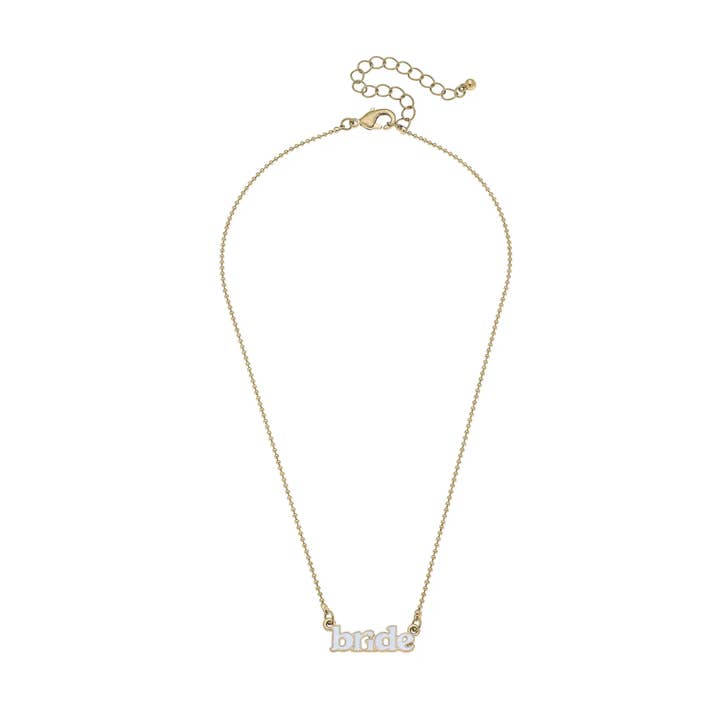 Bride Enamel Necklace in White for wholesale by Canvas Style