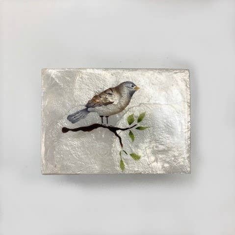 Dekorasyon Gifts Decor - Venta al por mayor Cajas decorativas - Caja rectangular de capiz con diseño de pájaro