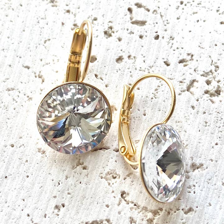 Boucles d'oreilles en cristal, or mat, boutique, bijoux de mariage pour la vente par VB&CO Designs Handmade Jewelry