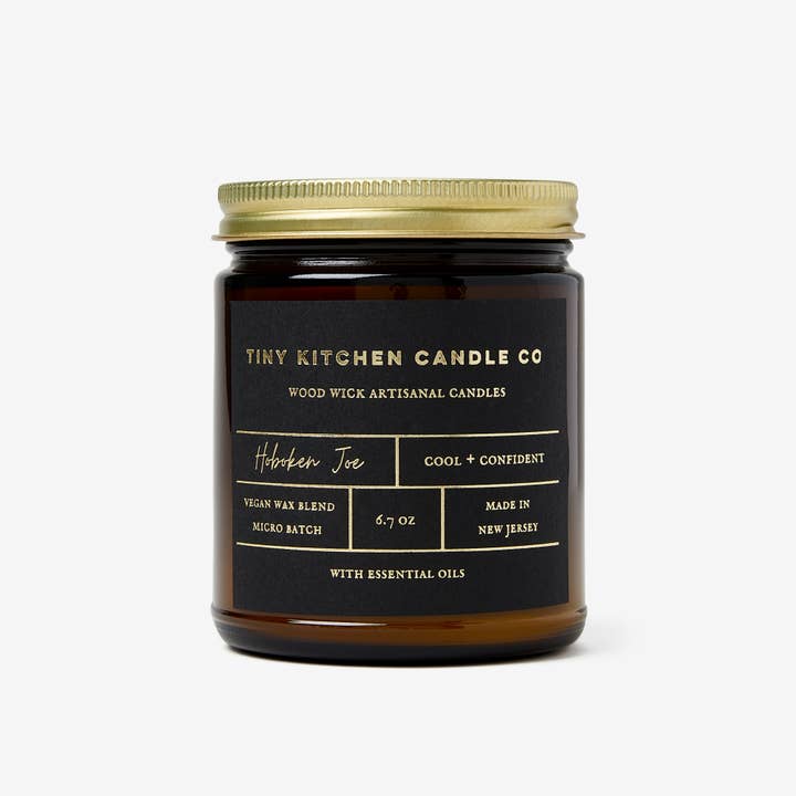 Tiny Kitchen Candle Co. - Wholesale Jar/Filled Candle - Hoboken Joe Wood Wick Candle- 8 oz.