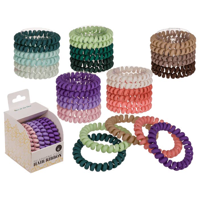 Spiral hair ribbon, Telephone cord, matte, for wholesale by Out of the blue KG