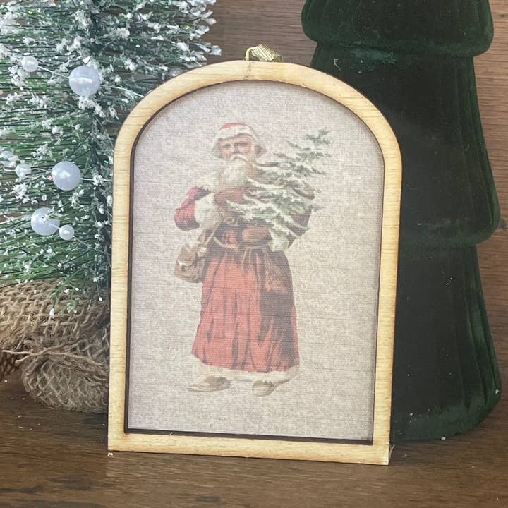 Vintage Santa with Tree Ornament for wholesale by LAND OF COTTON