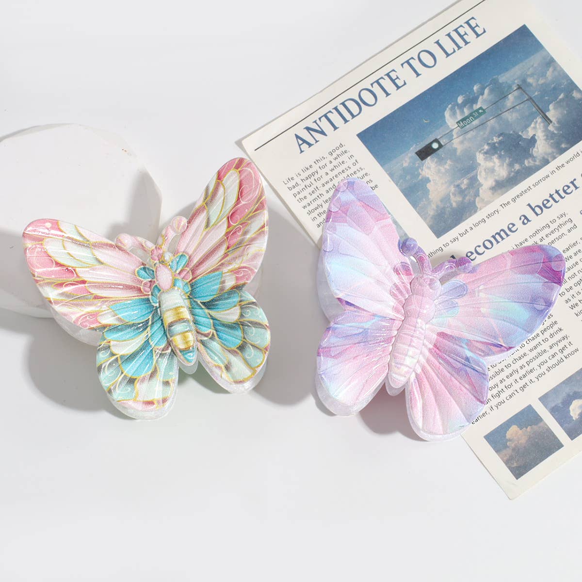 Tourtiwi – Clips para cabelo - Mulher por atacado – Garra de cabelo em forma de borboleta com gradiente de cor e personalidade doce5