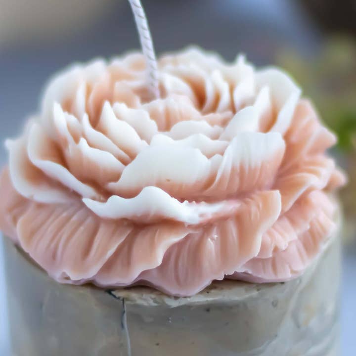 Rose Blossom Candle – Handmade Sculptural Soy Wax Flower for wholesale by Votive