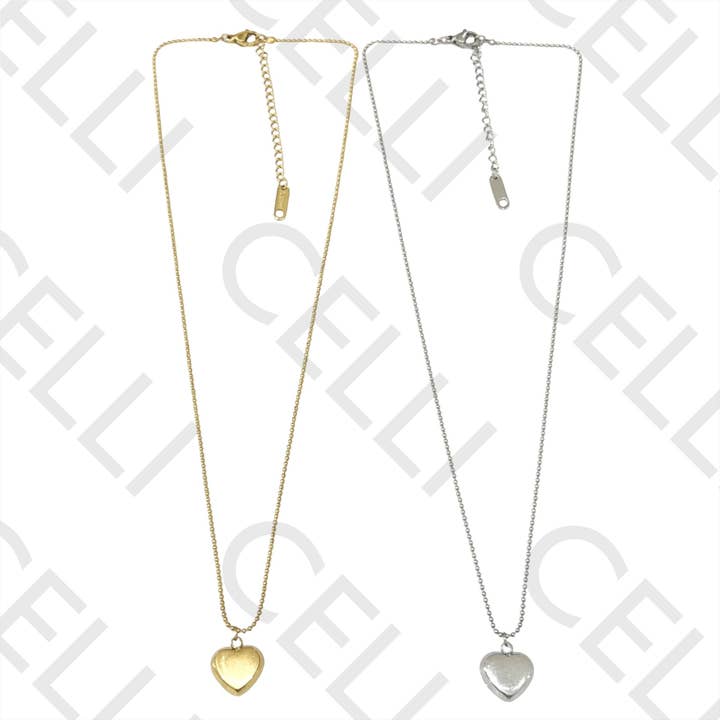 Halsband i stål - hjärta med pärlnät för wholesale av Celli Biju