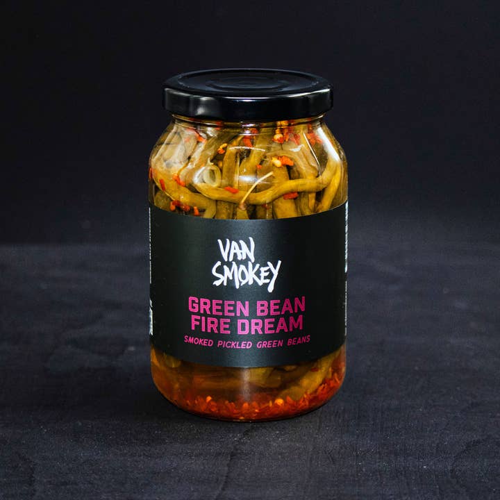 Van Smokey Green Bean Fire Dream Smoked Pickled Green Beans for wholesale by Van Smokey