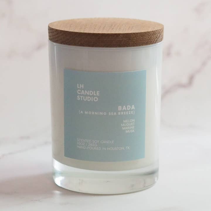 Candela di soia profumata Bada (A morning sea breeze) 10 once per la vendita all'ingrosso da parte di LH CANDLE STUDIO