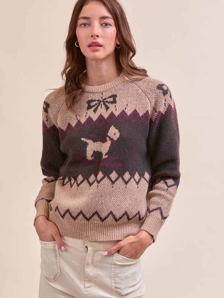 &MERCI - Wholesale Knit Sweater - Women's - DOG MOTIF SWEATER PULLOVER MSW1122224