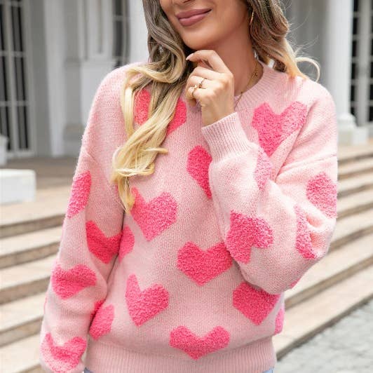 Wholesale pink heart sweater for your store Wholesale pink heart sweater for your store