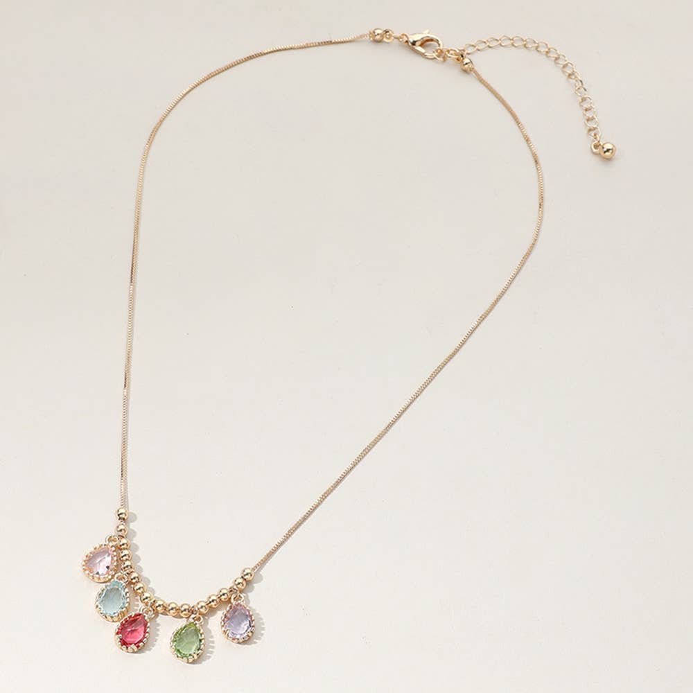 Sensibling Corp. – wholesale Pendant/charm necklace – Teardrop Stone Cluster Charm Beaded Necklace
8