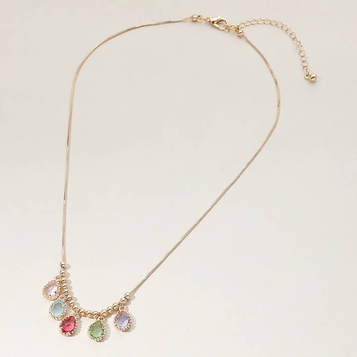 Sensibling Corp. – wholesale Pendant/charm necklace – Teardrop Stone Cluster Charm Beaded Necklace
8