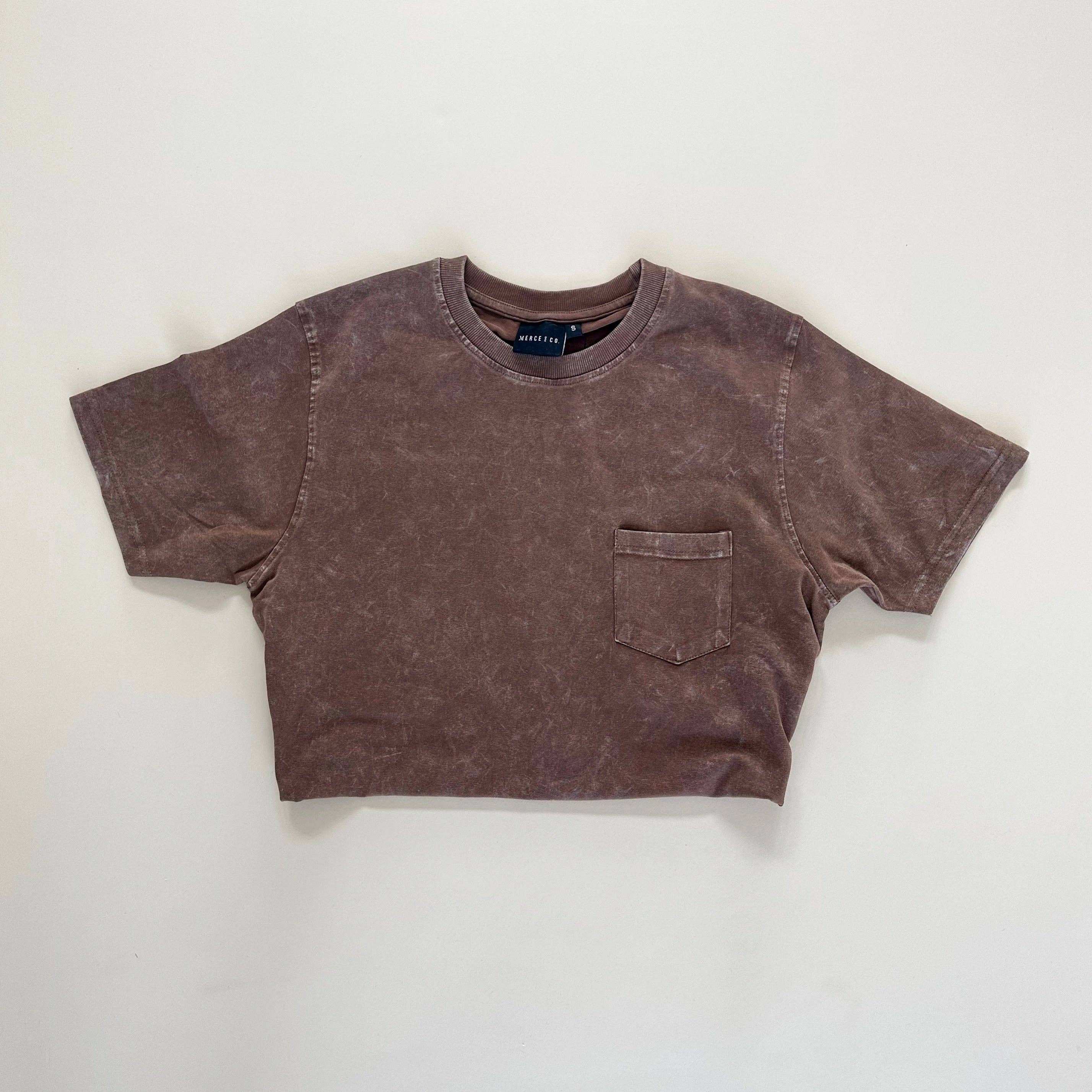 Adult Pocket Acid Wash Tee - Toffee for wholesale on Faire1