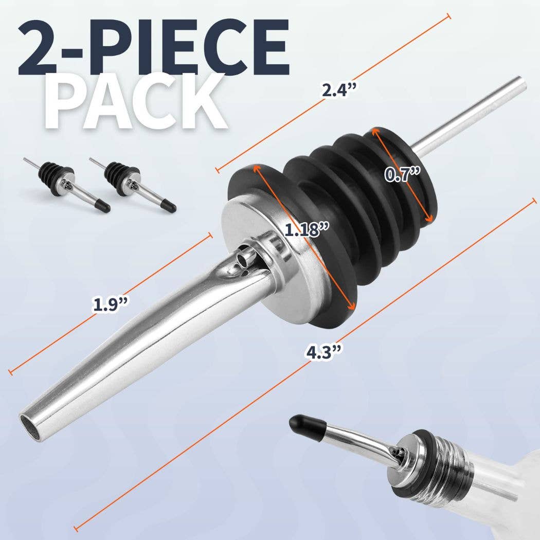 Zulay Kitchen - Wholesale Liquor Dispenser - Stainless Steel Liquor Pourers with Rubber Dust Caps3