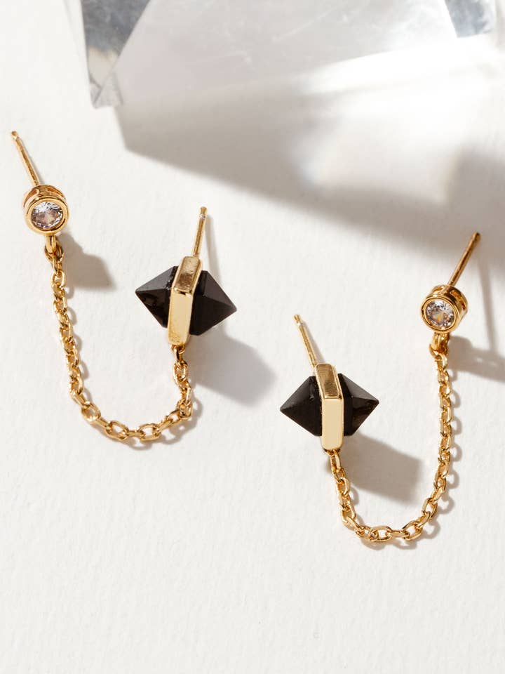 Brincos Duplos Midnight Serenade - Transparente por atacado de Luna Norte