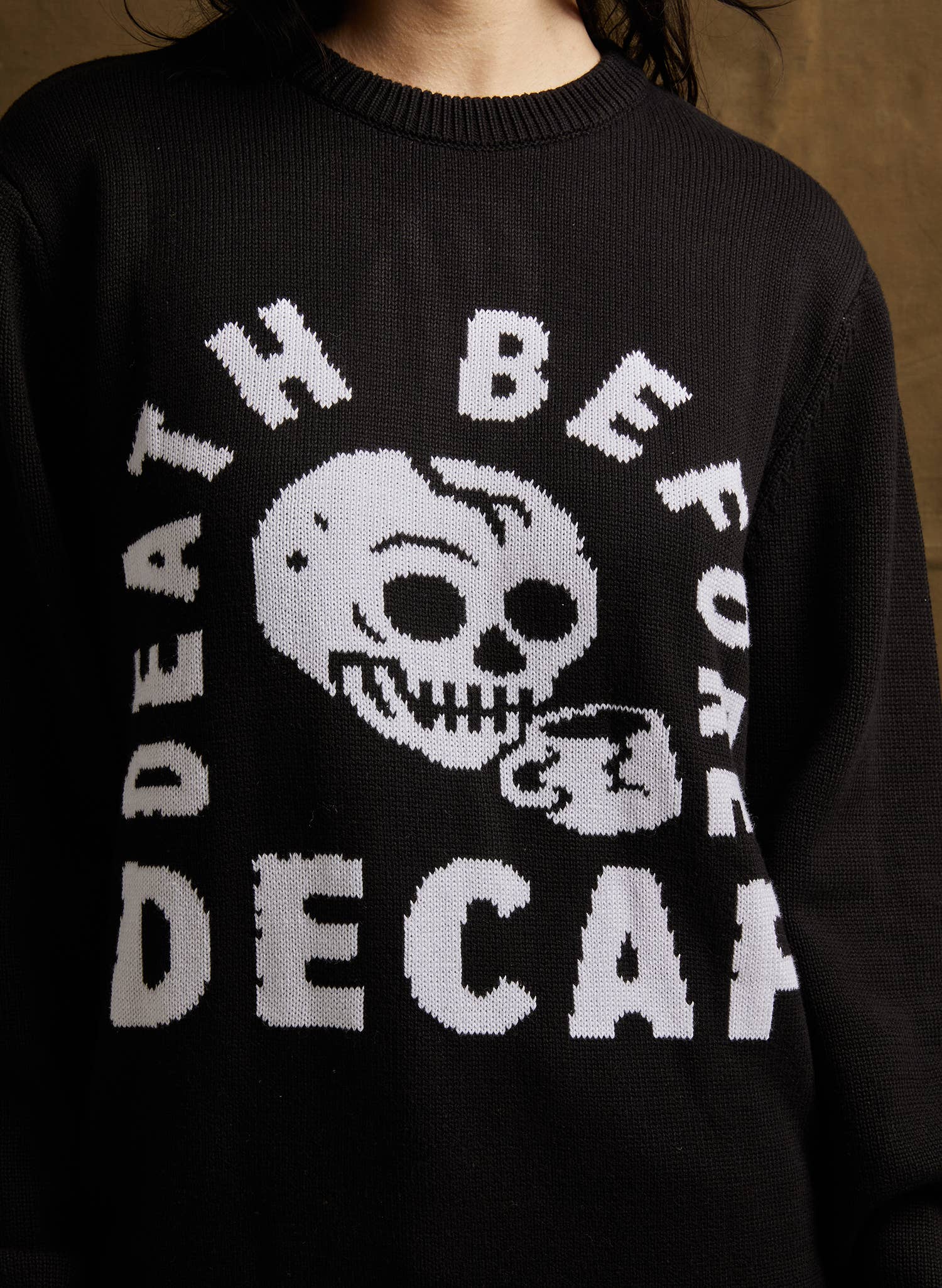 Pyknic - Wholesale Knit Sweater - Unisex - Death Before Decaf Coffee Knit Pullover Sweater7
