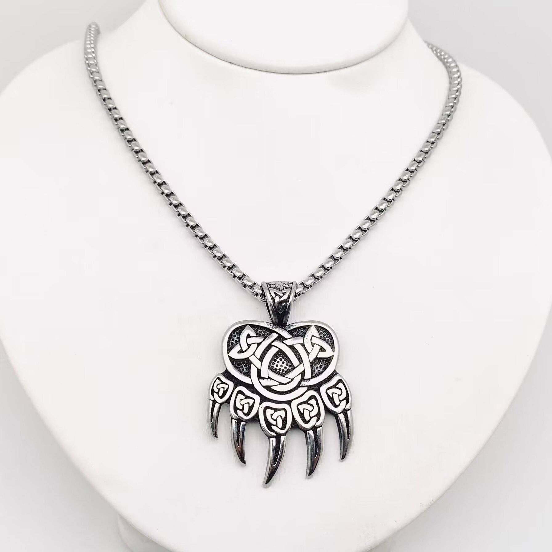 Mio Queena - Wholesale Pendant/Charm Necklace - Stainless Steel Celtic Knot Bear Claw Charm Necklace -MJ/MNP1