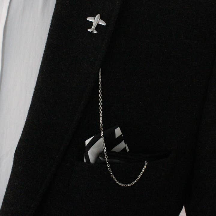 Plane Lapel Chain Handgjord, Unik Design Lapel Chain Pin för wholesale av COOLMENCLUB