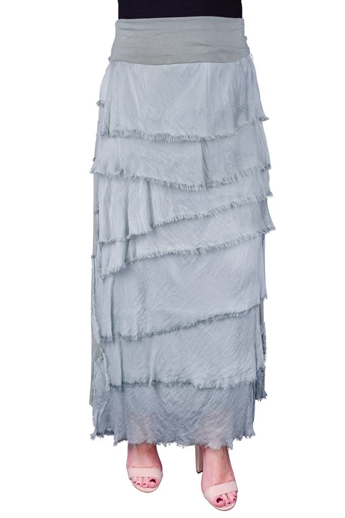 TINA Stephens Italy/Tees By Tina - Wholesale Skirt - Women's - Elisa Silk Ruffle Skirt (SL201)1