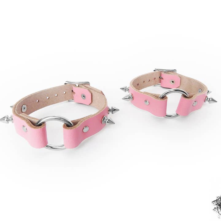 Pink Studded O Ring Ankle Cuffs for wholesale by 8th Sin