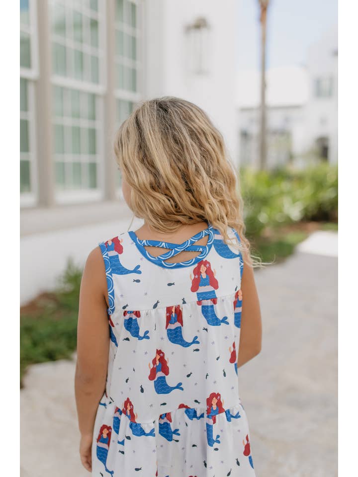 Oopsie Daisy - Wholesale Top & Short Set - Kids - Girls Blue Mermaid Tiered Crossback Top & Summer Short Set2