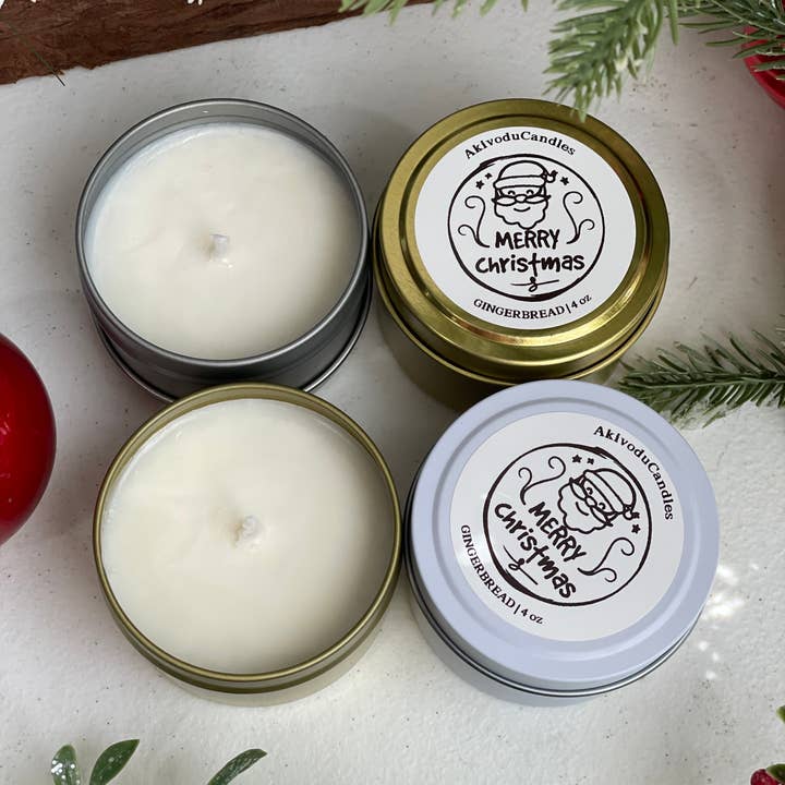 Akivodu Candles - Wholesale Travel Candles - Holiday Scented Candle in 4 oz Tins Cotton Wick 2
