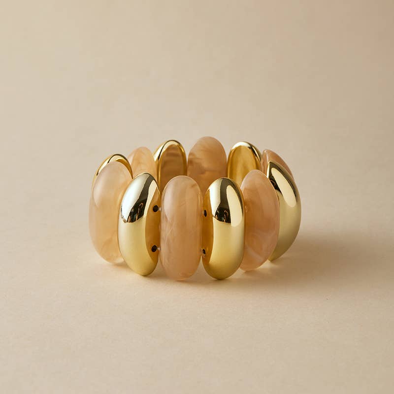 Pretty Persuasions - Wholesale Bangle Bracelet - B25177 Bold Polyresin Oval Link Stretch Bangle Bracelet4