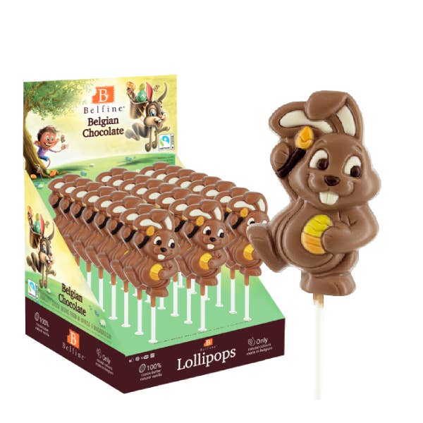 LOLLIPOP AL CIOCCOLATO CONIGLIO PABLO 25g x24 per la vendita all'ingrosso da parte di ADG Diffusion