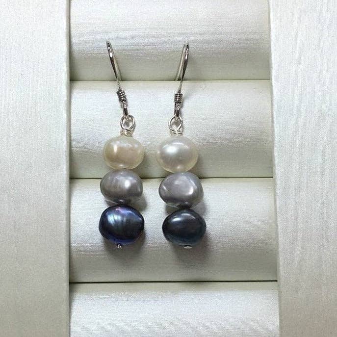 Haengseongworkshop - Wholesale Dangle Earrings - S925 Korean Dangle Hook Black Grey White Baroque Pearl Bar Earrings 4-6mm