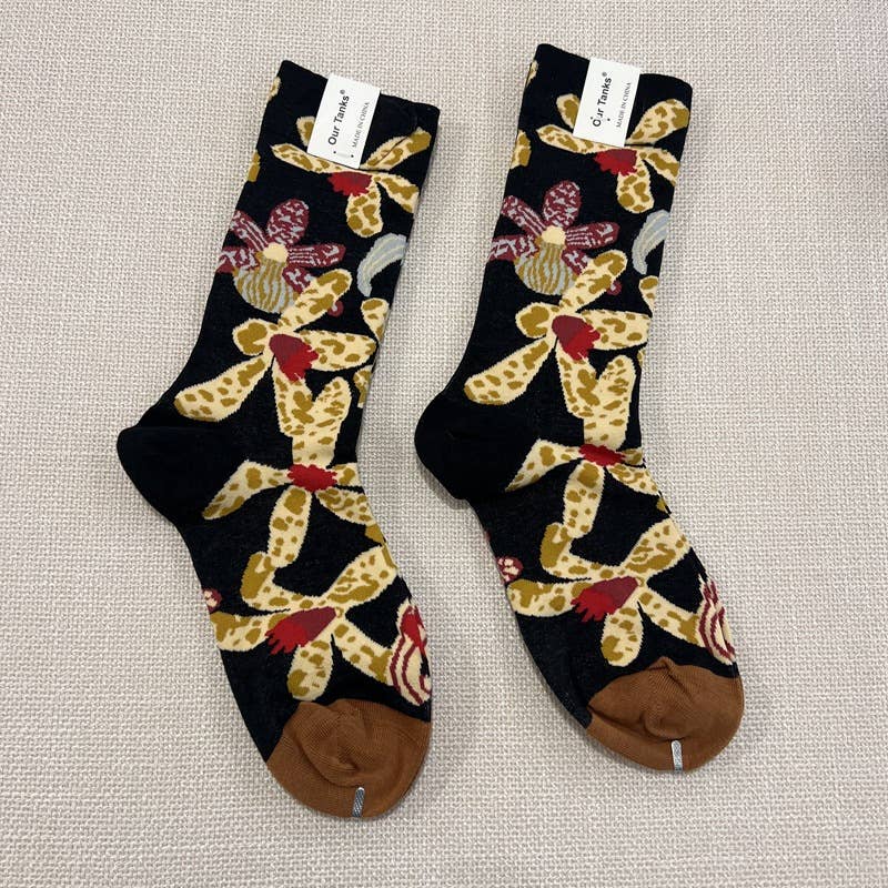 Tourtiwi - Wholesale Socks - Unisex - Oil painting style animal flower print socks4