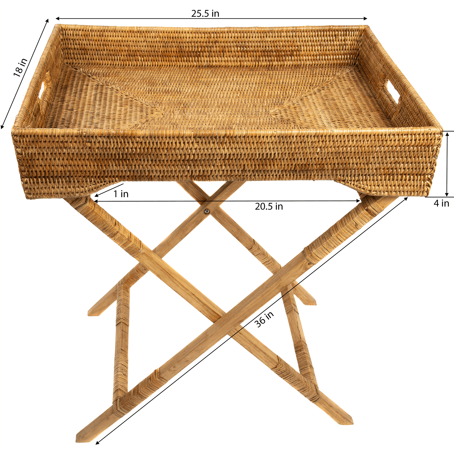 Artifacts Trading Company - Wholesale Serving Tray - Rattan Butler Tray Table – Folding Serving Table5