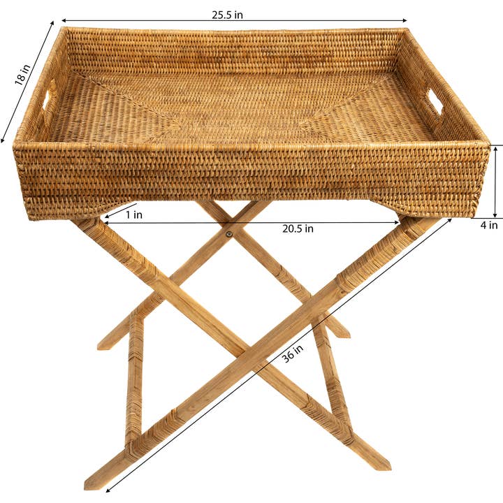Artifacts Trading Company - Wholesale Serving Tray - Rattan Butler Tray Table – Folding Serving Table5