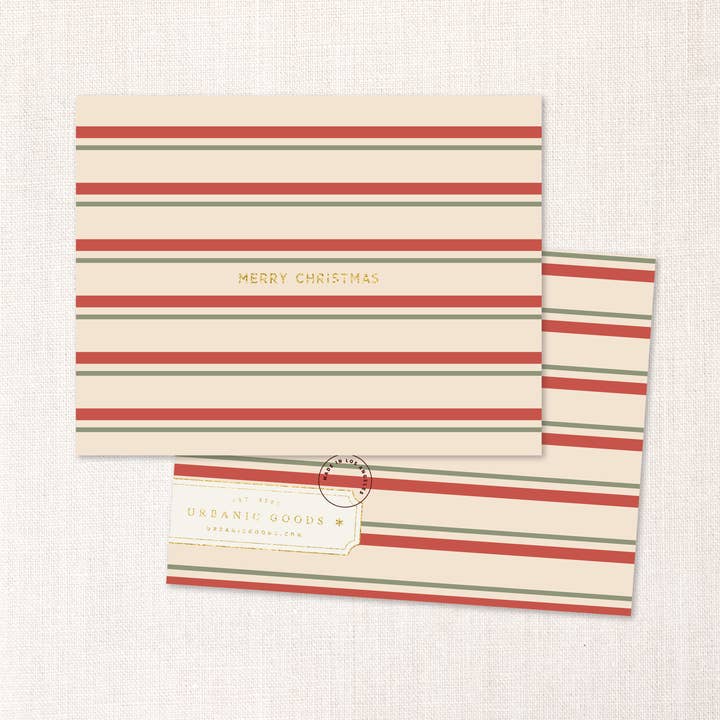 Urbanic Goods – Engroshandel Julekort – Glædelig jul striber (boksæt eller enkelt)0
