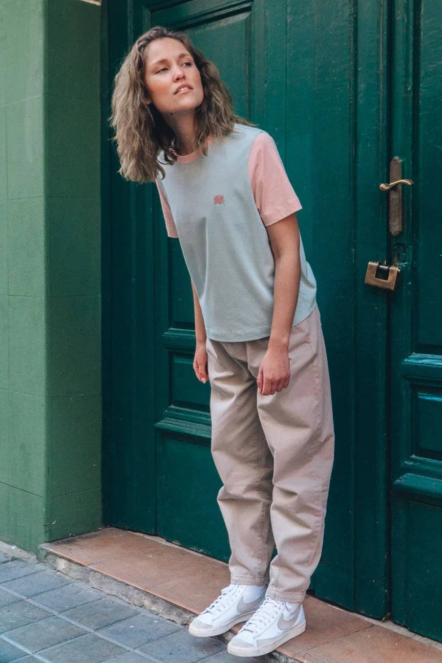 Trendsplant Clothing - Wholesale T-Shirt - Women's - Women's Color Block T-Shirt Mint Green1