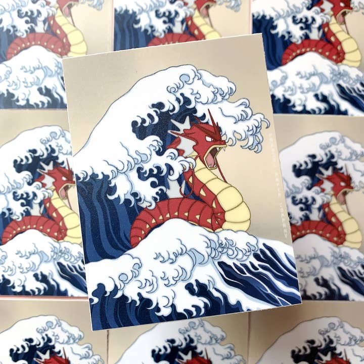 WATERPROOF Great Wave Gyarados Pokemon Vinyl Sticker Decal for wholesale by Parasol Paper