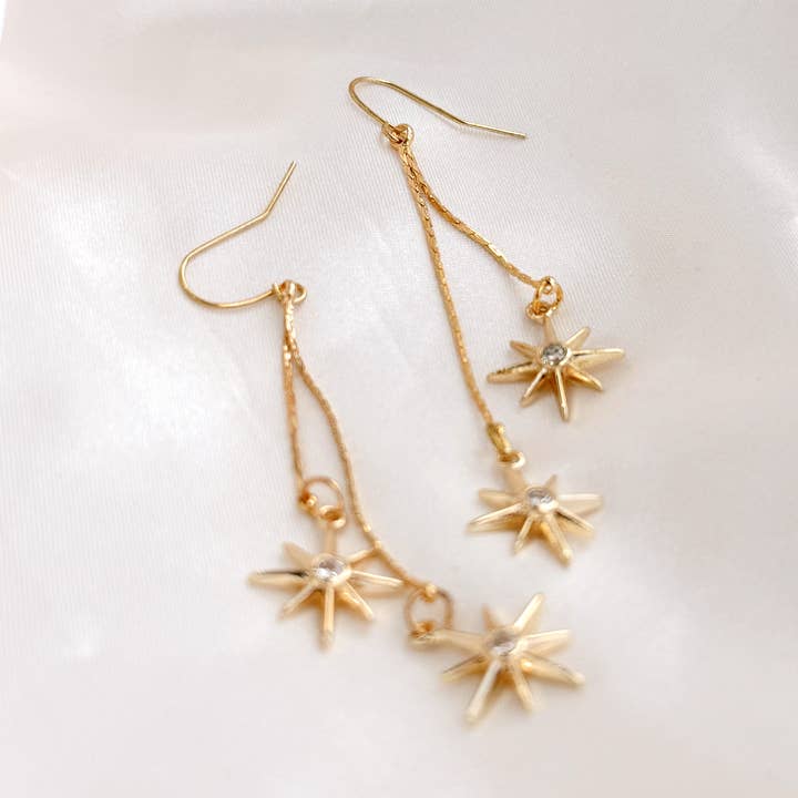 Golden Hour Designs - Wholesale Dangle Earrings - Staggered Star Drops - Hypoallergenic, Celestial, Trendy4