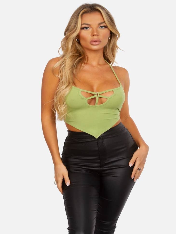 Wholesale CUTOUT ANGLE CROP TOP (TH26959-MARIPOSA) for your store - Faire