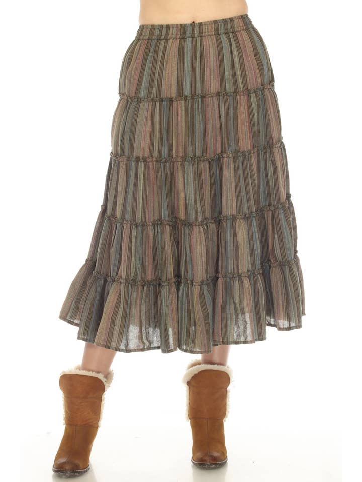 Lakhays Collection Inc. - Wholesale Skirt - Women's - Twirl 5 Tiered Midi Skirt
